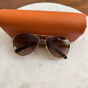 Tory Burch Gold Aviator Sunglasses